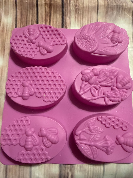6 cavity oval bee mold